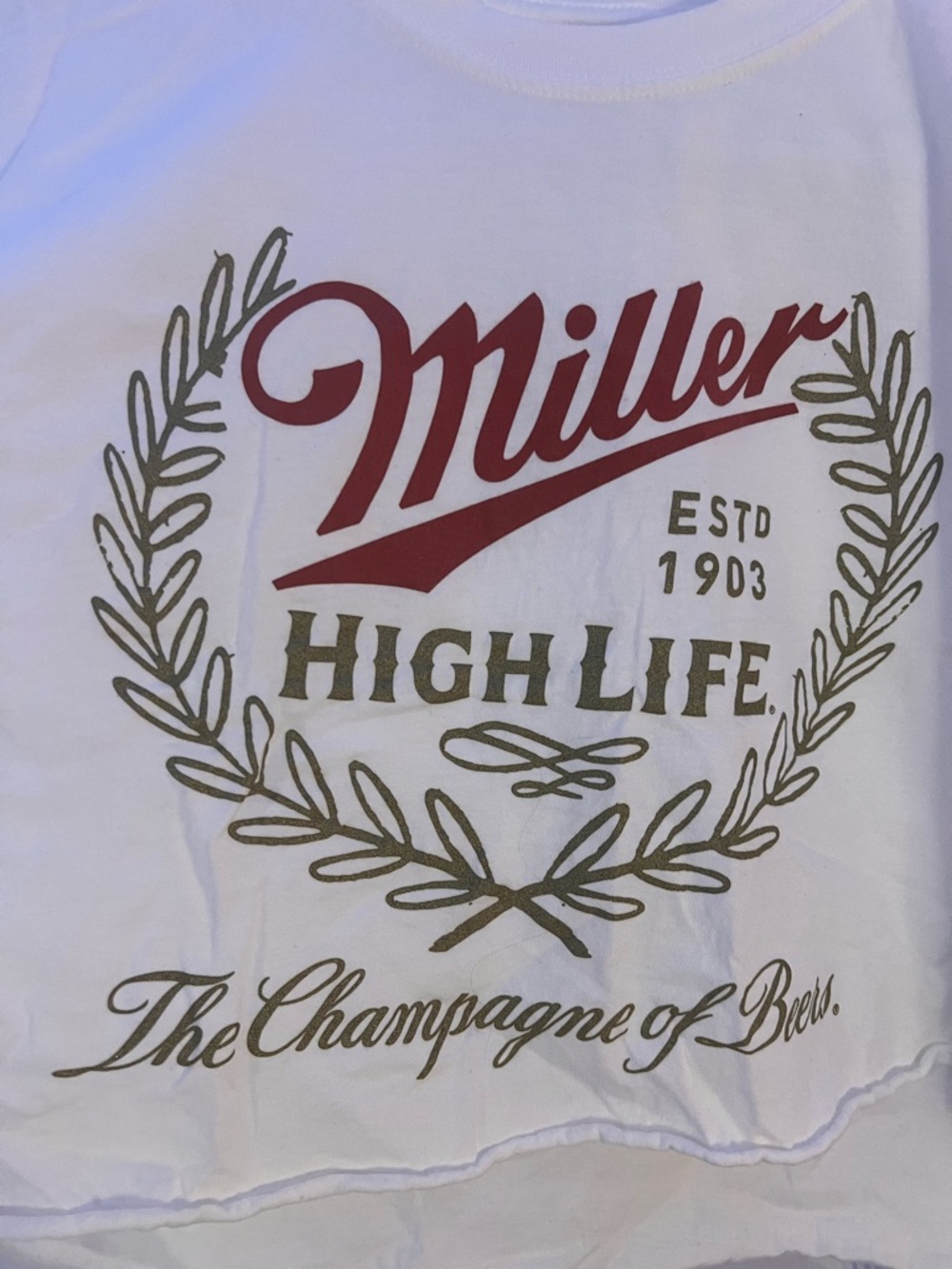 Miller High Life Logo White Tee - Red & Gold Print